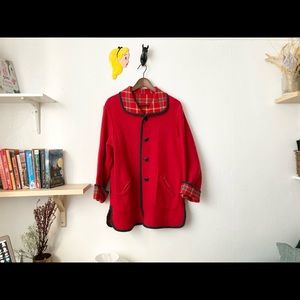 SOLD Red Wool Plaid Vintage Coat